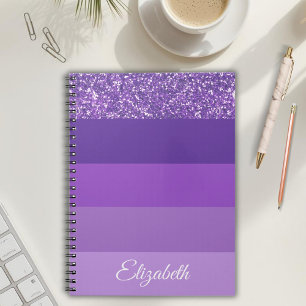 Monogramm Lila Glitzer StrickNotebook Notizblock