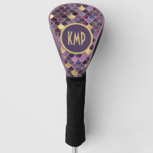 Monogramm lila gold Meerjungfrau Schuppen Golf Headcover