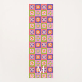 Monogramm lila grünes Blumenmuster Yogamatte