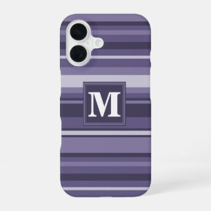 Monogramm lila Heather-Streifen iPhone 16 Hülle