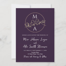 Monogramm Lila Hochzeit Einladung
