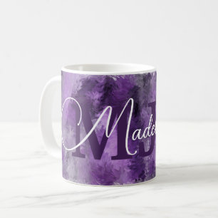 Monogramm lila Impressionen mit Name Kaffeetasse