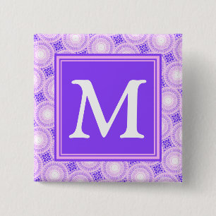 Monogramm lila Kreismuster Button