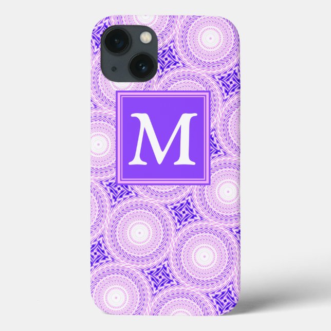 Monogramm lila Kreismuster Case-Mate iPhone c Hülle (Rückseite)