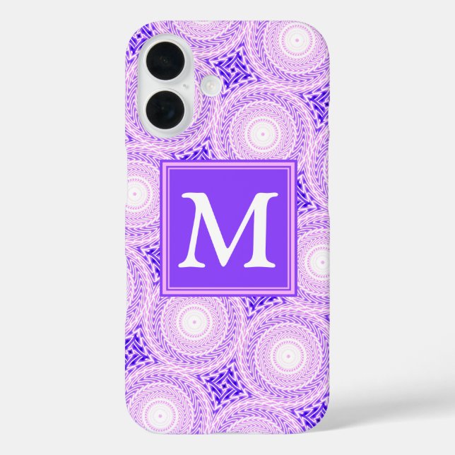 Monogramm lila Kreismuster Case-Mate iPhone Hülle (Rückseite)