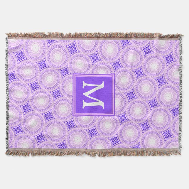 Monogramm lila Kreismuster Decke (Vorderseite)
