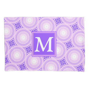 Monogramm lila Kreismuster Kissenbezug