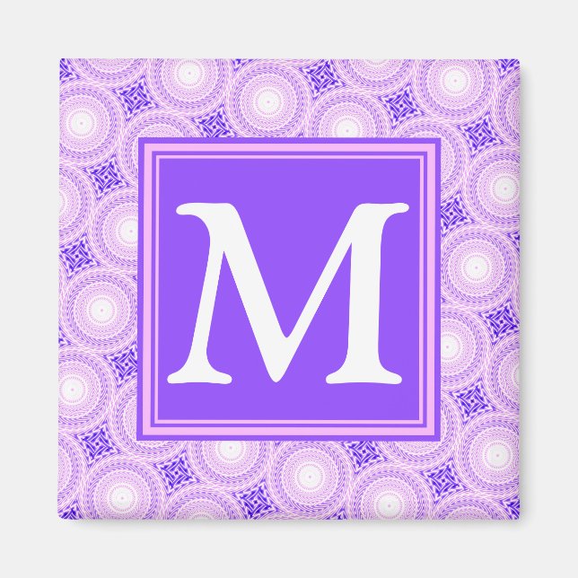Monogramm lila Kreismuster Magnet (Vorne)