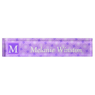 Monogramm lila Kreismuster Namensplakette