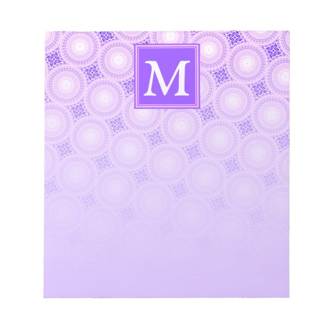 Monogramm lila Kreismuster Notizblock (Vorderseite)