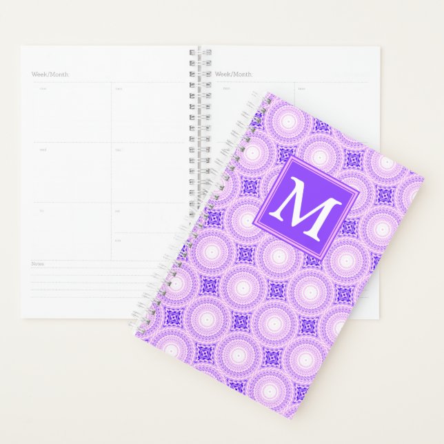 Monogramm lila Kreismuster Planer (Anzeige)