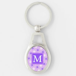 Monogramm lila Kreismuster Schlüsselanhänger