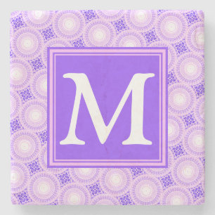 Monogramm lila Kreismuster Steinuntersetzer