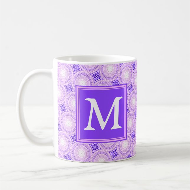 Monogramm lila Kreismuster Tasse (Links)