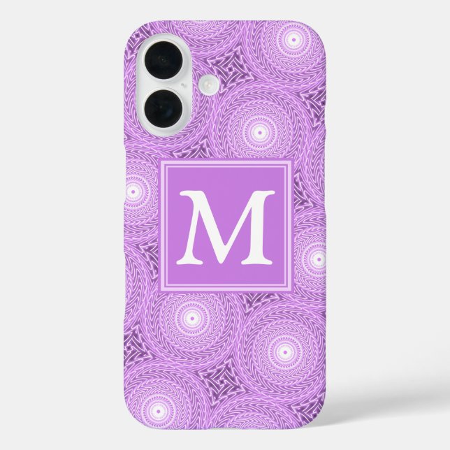 Monogramm-Lila-lila Kreismuster Case-Mate iPhone Hülle (Rückseite)