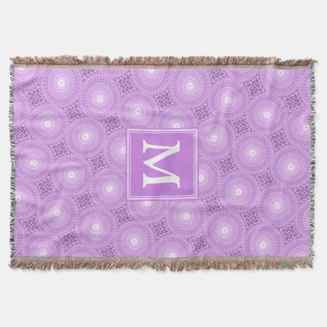Monogramm-Lila-lila Kreismuster Decke (Vorderseite)