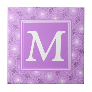 Monogramm-Lila-lila Kreismuster Fliese