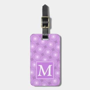 Monogramm-Lila-lila Kreismuster Gepäckanhänger