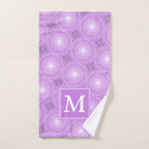 Monogramm-Lila-lila Kreismuster Handtuch