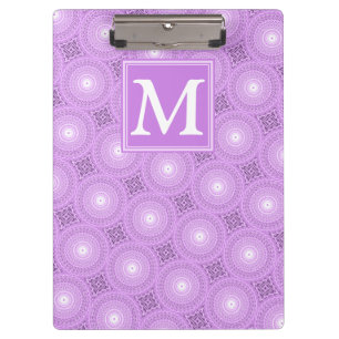 Monogramm-Lila-lila Kreismuster Klemmbrett
