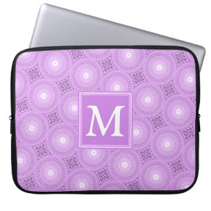 Monogramm-Lila-lila Kreismuster Laptopschutzhülle