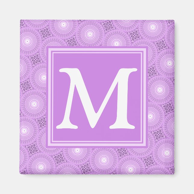 Monogramm-Lila-lila Kreismuster Magnet (Vorne)
