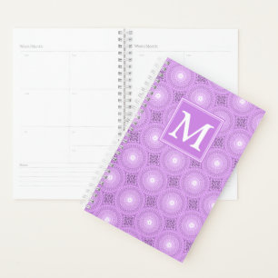Monogramm-Lila-lila Kreismuster Planer
