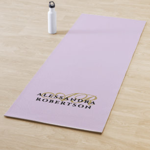 Monogramm Lila Minimalistisch Gold Schwarz Stylisc Yogamatte