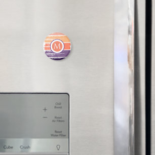 Monogramm lila Pinselstriche und Korallenpinsel Magnet