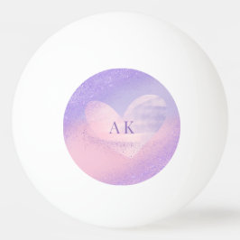 Monogramm Lila rosa Gradient Herz Tischtennisball