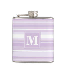 Monogramm lila Streifen Flachmann
