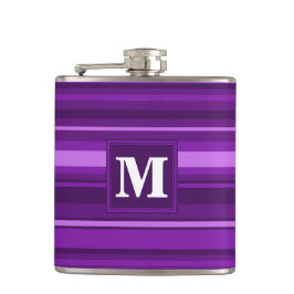 Monogramm lila Streifen Flachmann