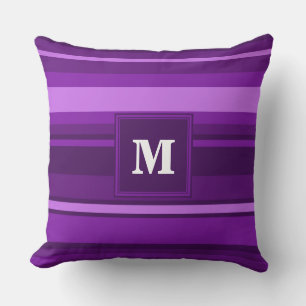 Monogramm lila Streifen Kissen