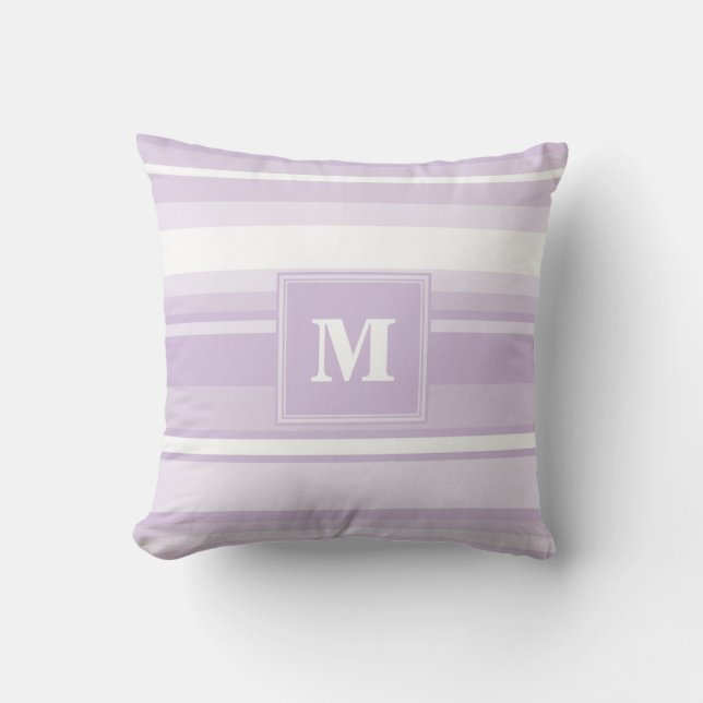 Monogramm lila Streifen Kissen (Vorderseite)