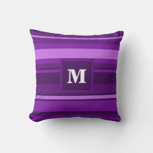 Monogramm lila Streifen Kissen
