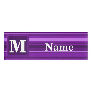 Monogramm lila Streifen Namenschild