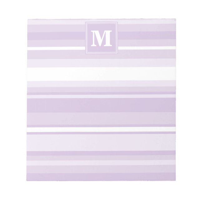Monogramm lila Streifen Notizblock (Vorderseite)
