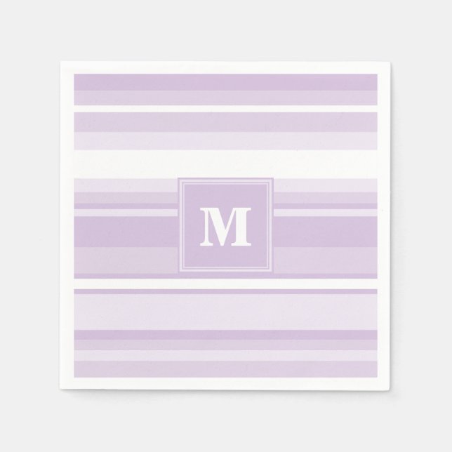 Monogramm lila Streifen Serviette (Vorderseite)