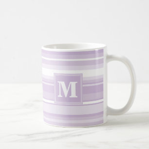 Monogramm lila Streifen Tasse