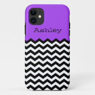 Monogramm, Lila u. weißes Zickzack iPhone /5S Case-Mate iPhone Hülle