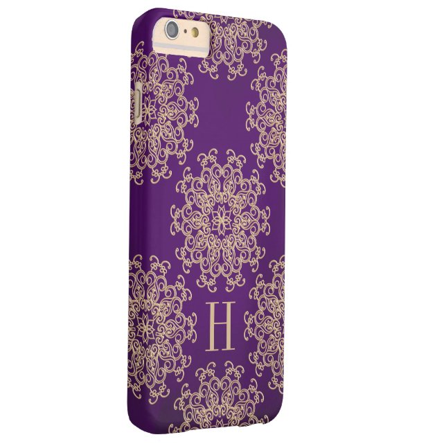 Monogramm Lila und Gold-Exotische Medallion Case-Mate iPhone Hülle (Rückseite/Rechts)