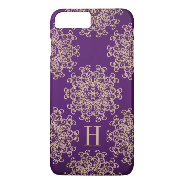 Monogramm Lila und Gold-Exotische Medallion Case-Mate iPhone Hülle (Rückseite)