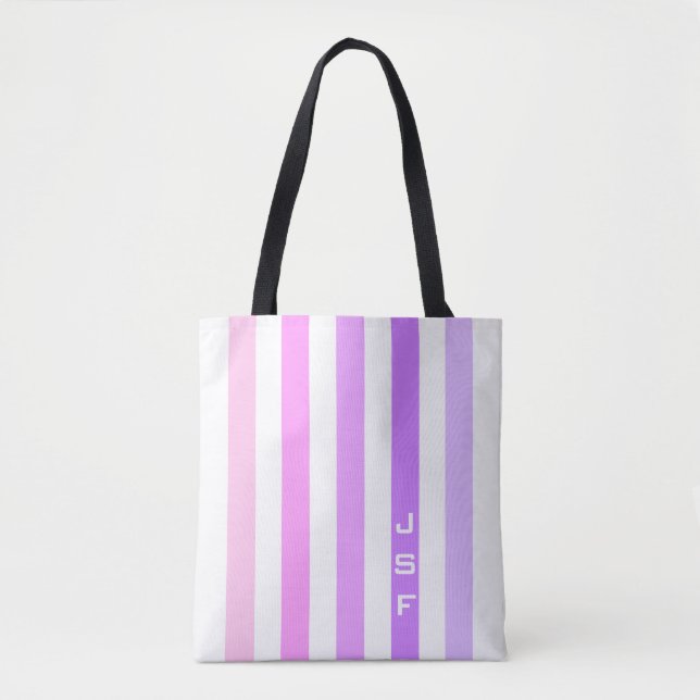 Monogramm lila und rosa vertikale Streifen (Vorderseite)