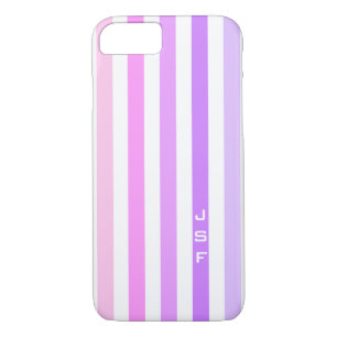 Monogramm lila und rosa vertikale Streifen Case-Mate iPhone Hülle