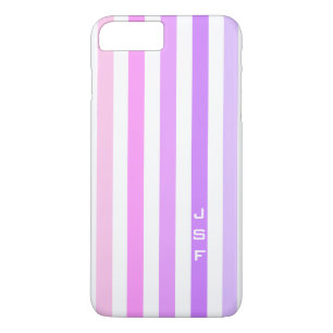 Monogramm lila und rosa vertikale Streifen Case-Mate iPhone Hülle