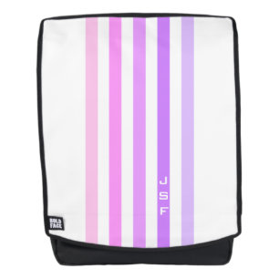 Monogramm lila und rosa vertikale Streifen Rucksack