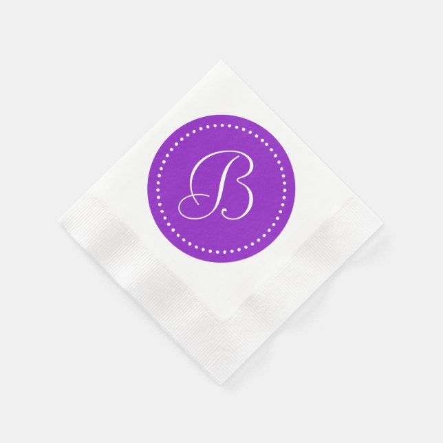 Monogramm lila/weiß serviette (Ecke)