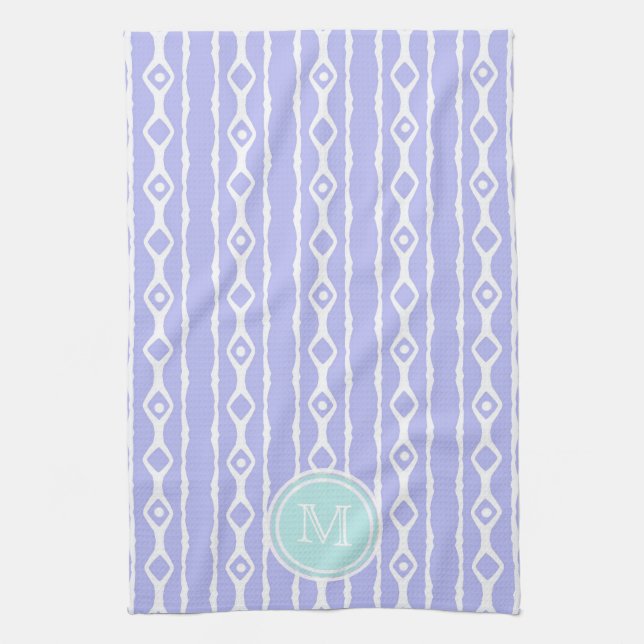 Monogramm: Lila Weiß Stripes Tuch (Vertikal)