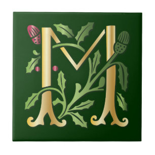 Monogramm-Lilie des Buchstabe-M Fliese