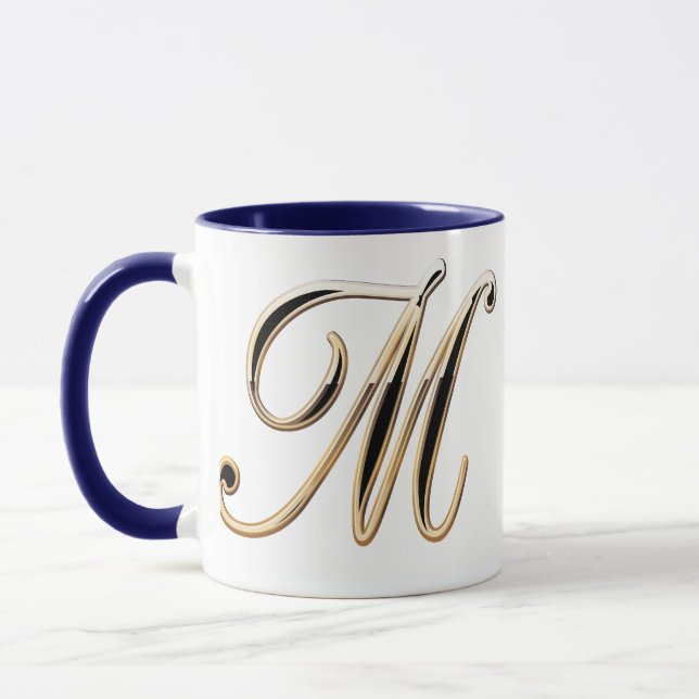 Monogramm-Lilien-Art 2 des Buchstabe-"M" doppelte Tasse (Links)